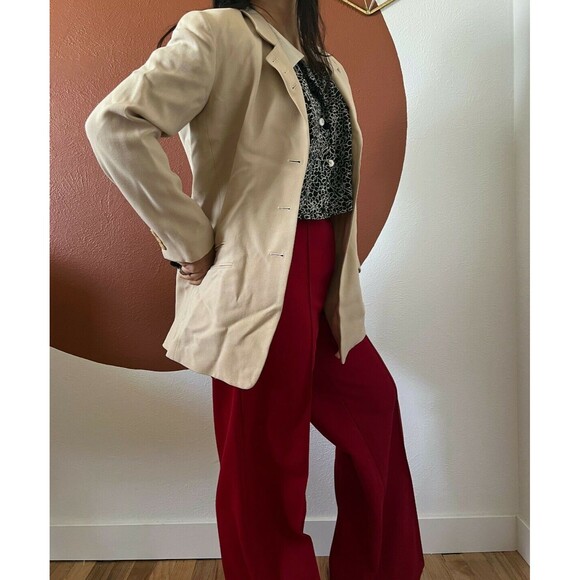 vtg 90s Emanuel ungaro Designer beige minimalist classic button blazer size 2 - Picture 8 of 12